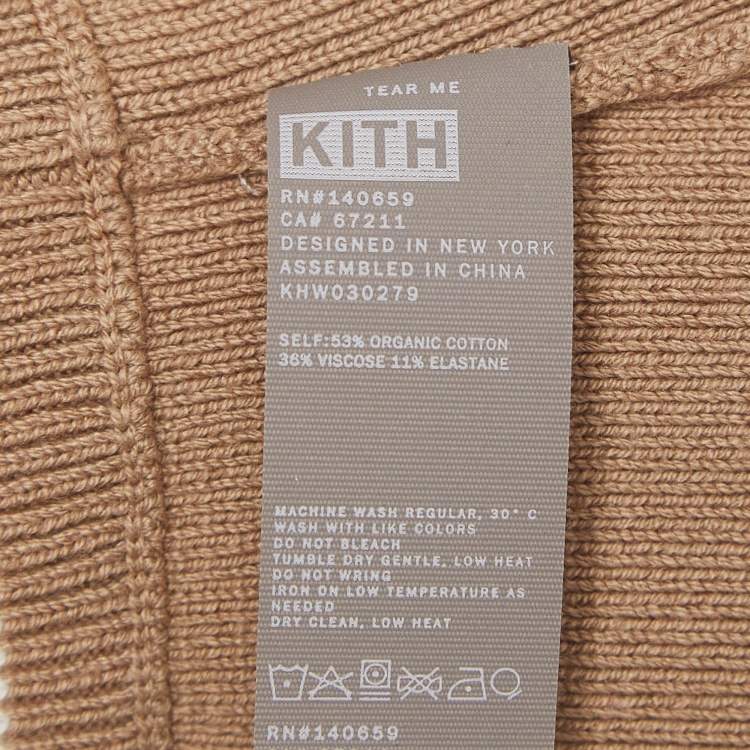 Pre Owned Kith Beige Patterned Rib Knit Crop Top S