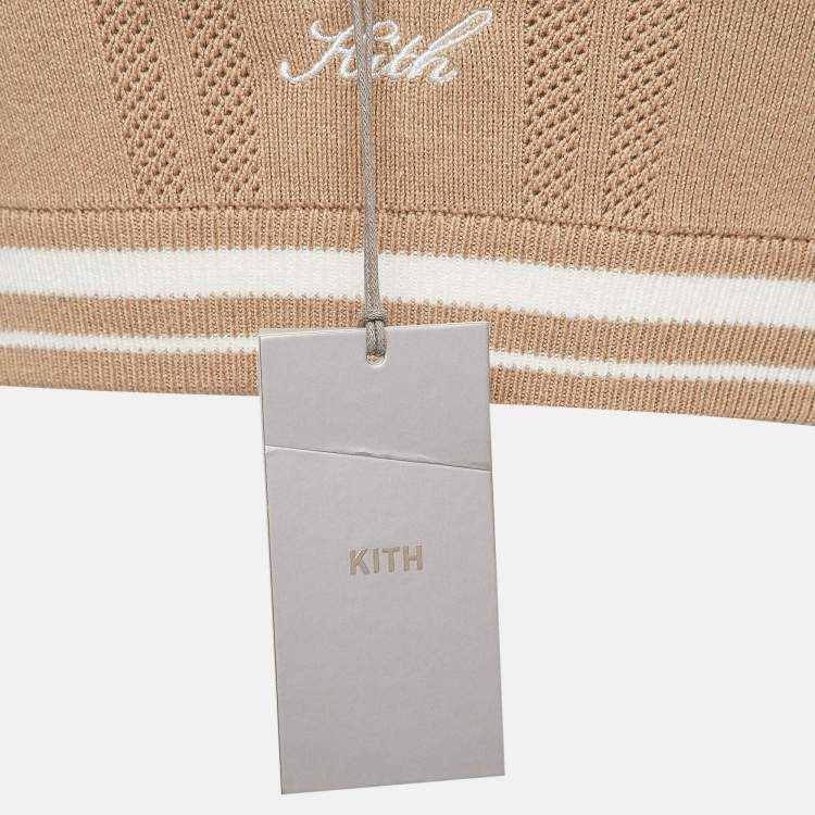 Pre Owned Kith Beige Patterned Rib Knit Crop Top S