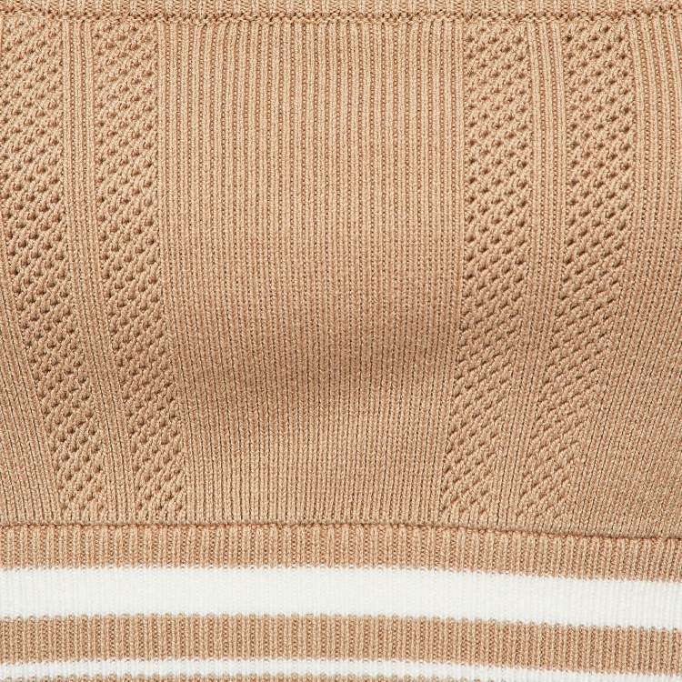 Pre Owned Kith Beige Patterned Rib Knit Crop Top S
