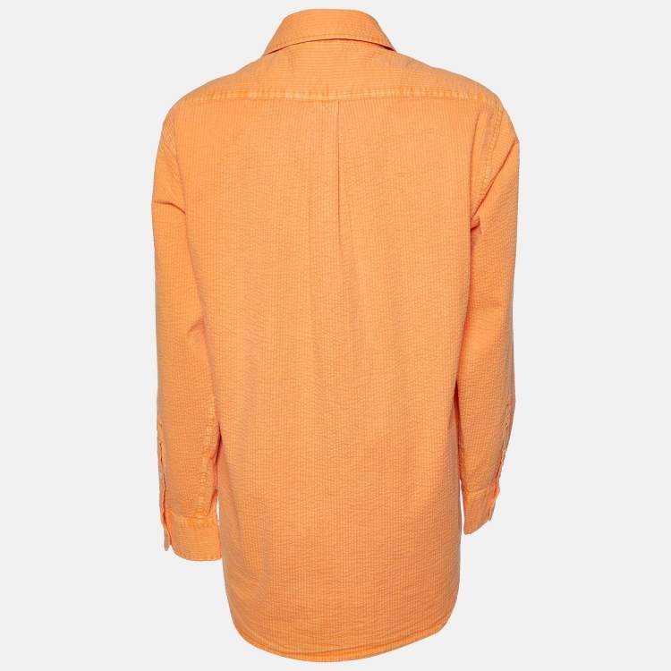 Pre Owned Kith Orange Cotton Seersucker Ora Button Down Shirt XS