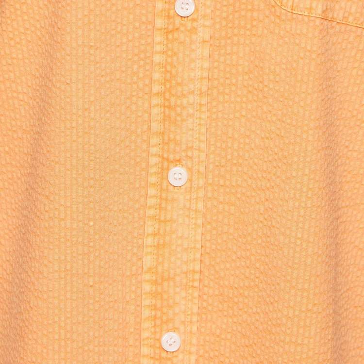 Pre Owned Kith Orange Cotton Seersucker Ora Button Down Shirt XS