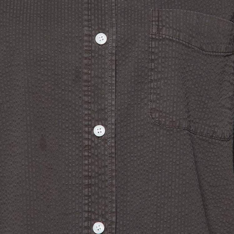 Pre Owned Kith Brown Cotton Seersucker Ora Button Down Shirt XS