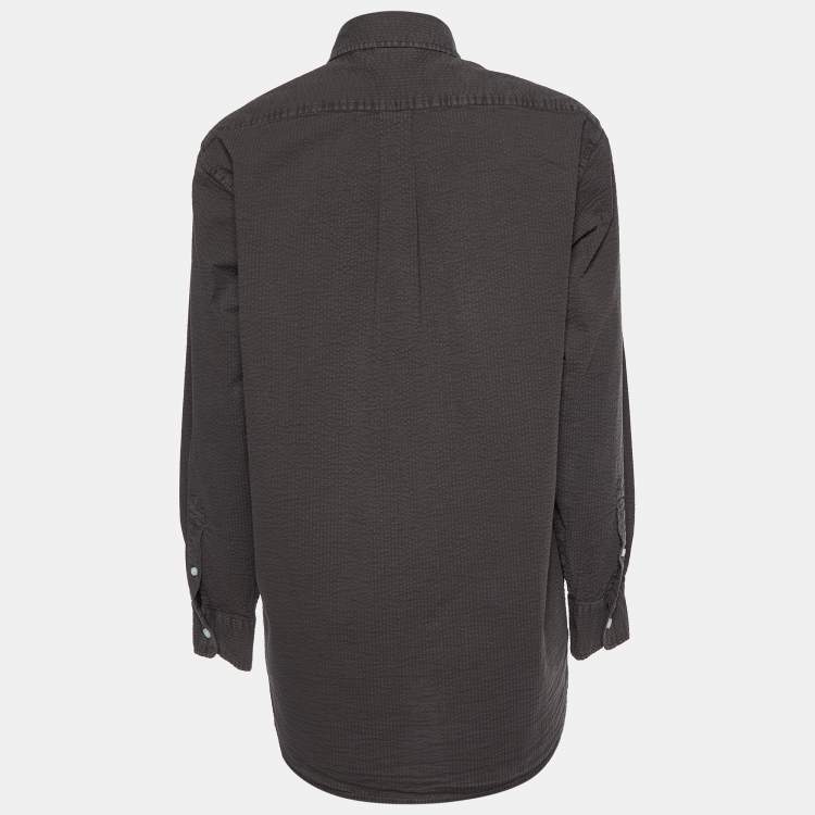 Pre Owned Kith Brown Cotton Seersucker Ora Button Down Shirt XS