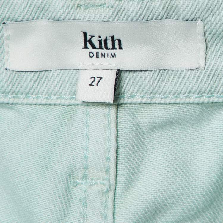 Pre Owned Kith Light Green Denim Diana Cuffed Shorts S