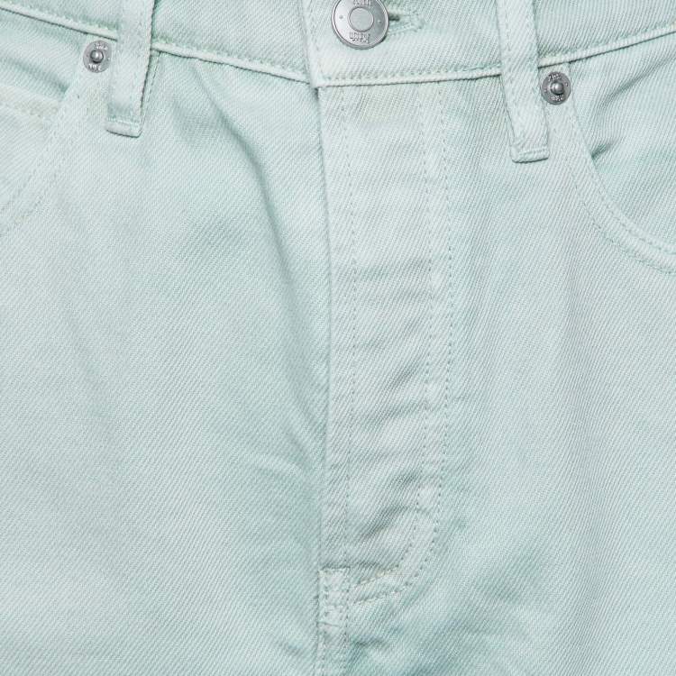 Pre Owned Kith Light Green Denim Diana Cuffed Shorts S
