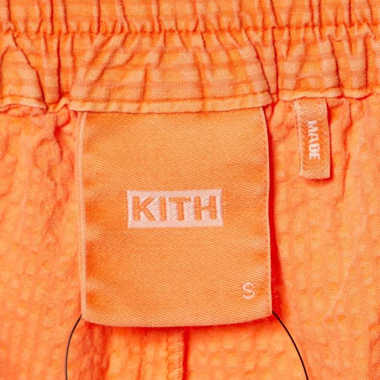 Pre Owned Kith Orange Seersucker Cotton Elasticized Waist Shorts S