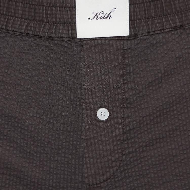 Pre Owned Kith Coffee Brown Seersucker Cotton Shorts S