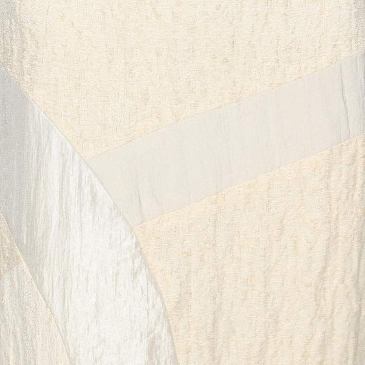 Pre Owned Koi Creme Textured Silk Maxi Skirt S
