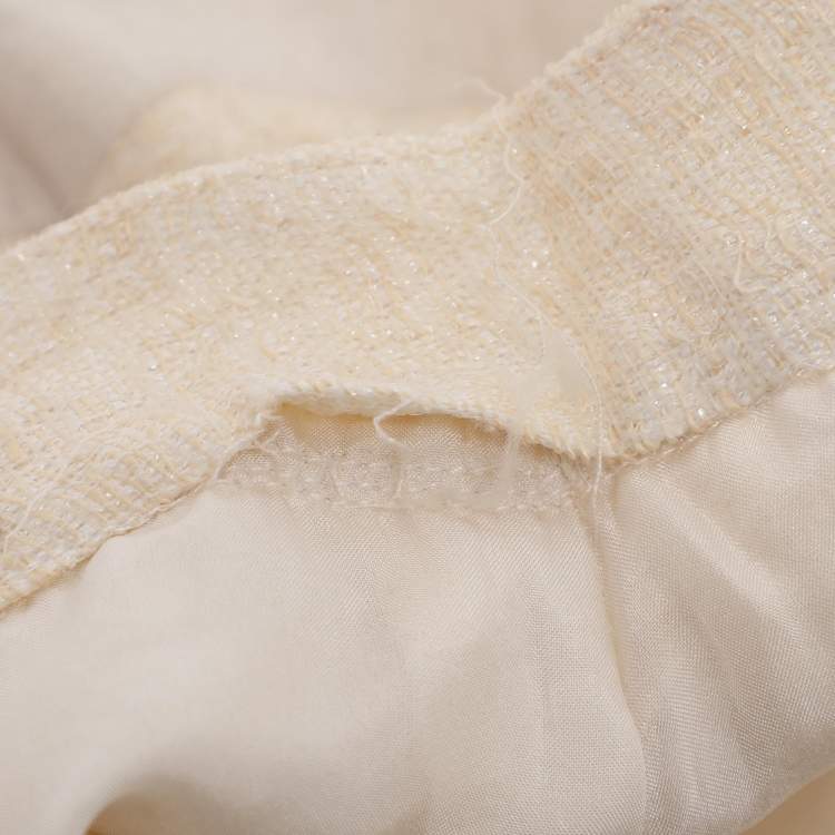 Pre Owned Koi Creme Textured Silk Maxi Skirt S