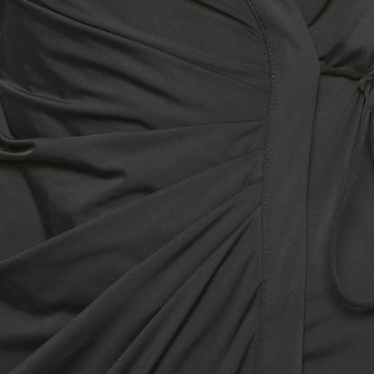 Pre Owned L'Academie Black Jersey Draped Wrap Dress XXS