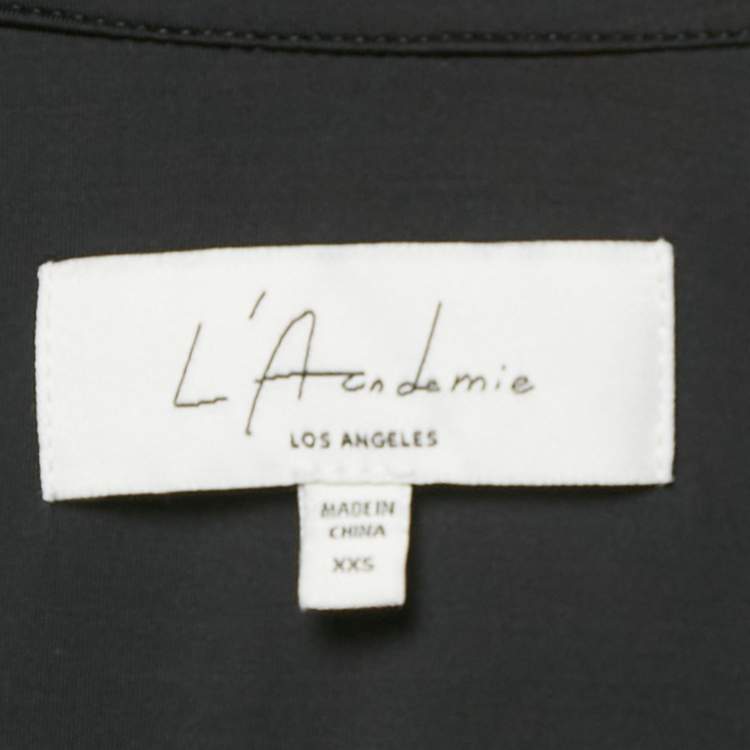 Pre Owned L'Academie Black Jersey Draped Wrap Dress XXS