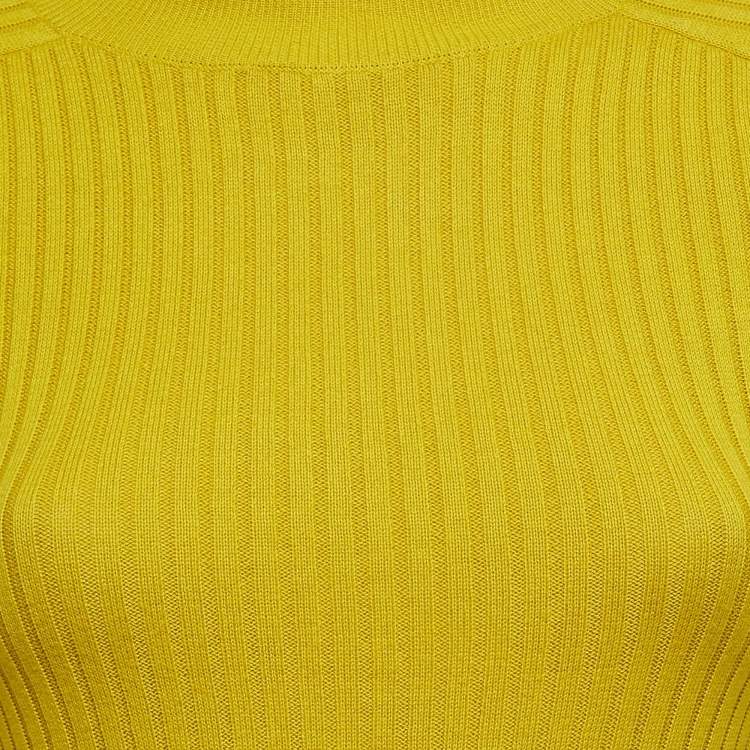 Pre Owned L.F.Markey Chartreuse Green Rib Knit Axel Bodysuit M
