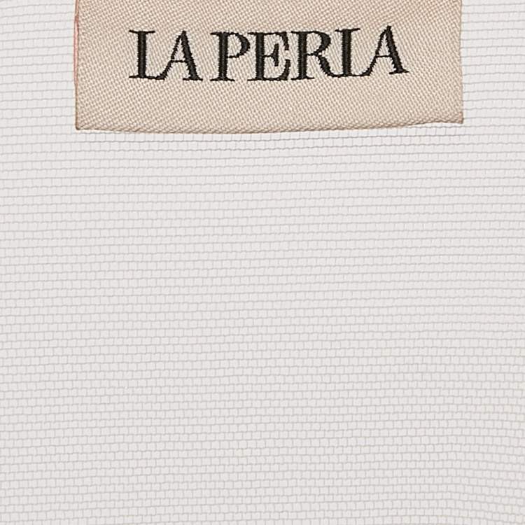 Pre Owned La Perla Light Pink Logo Embroidered Tulle Sheer Top M