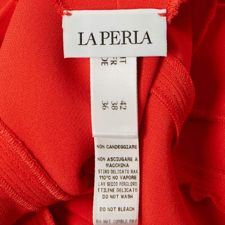 Pre Owned La Perla Red Silk V-Neck Playsuit M