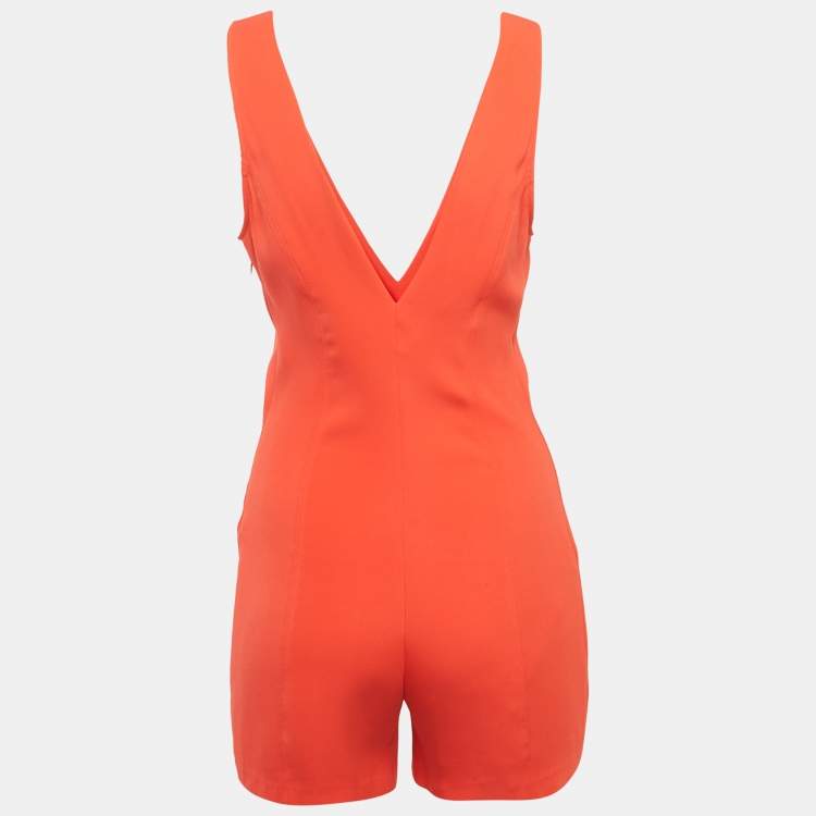 Pre Owned La Perla Red Silk V-Neck Playsuit M