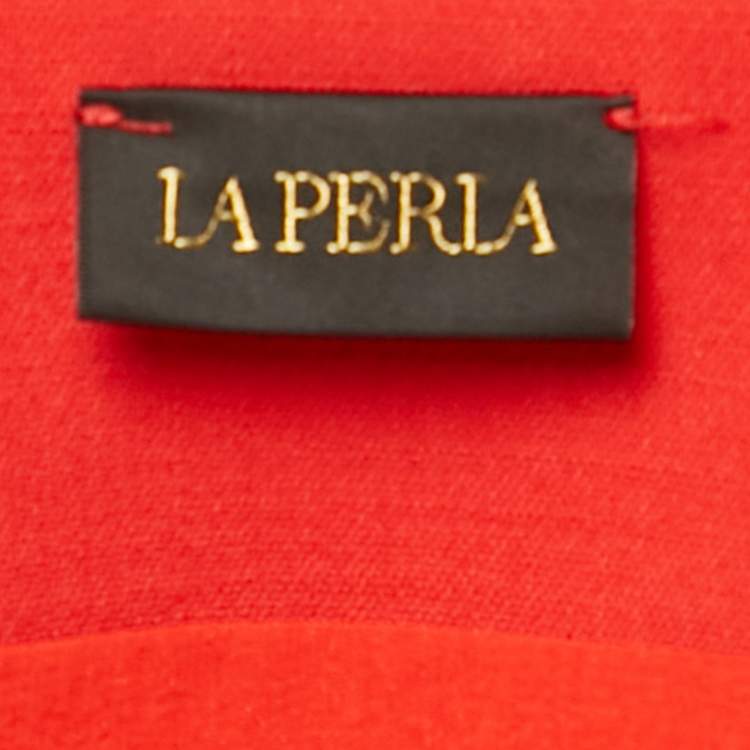 Pre Owned La Perla Red Wool Sleeveless Top and Pants Set S