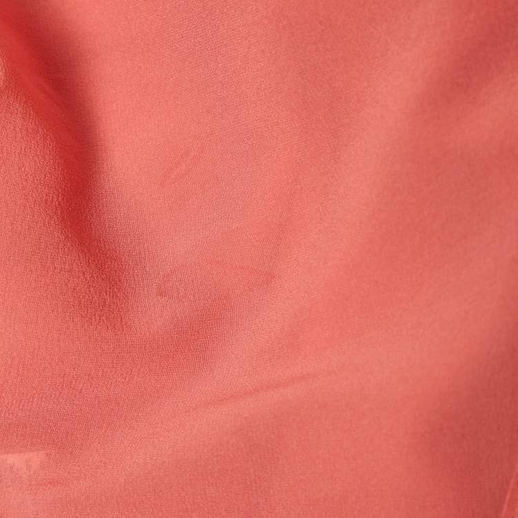 Pre Owned La Perla Pink Silk Halter Neck Draped Maxi Dress M 