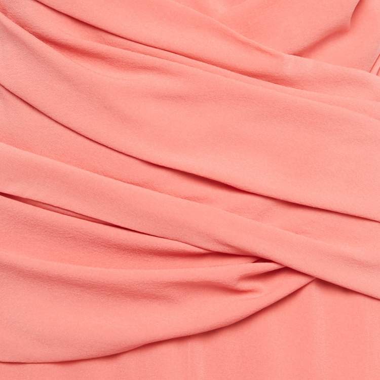 Pre Owned La Perla Pink Silk Halter Neck Draped Maxi Dress M 