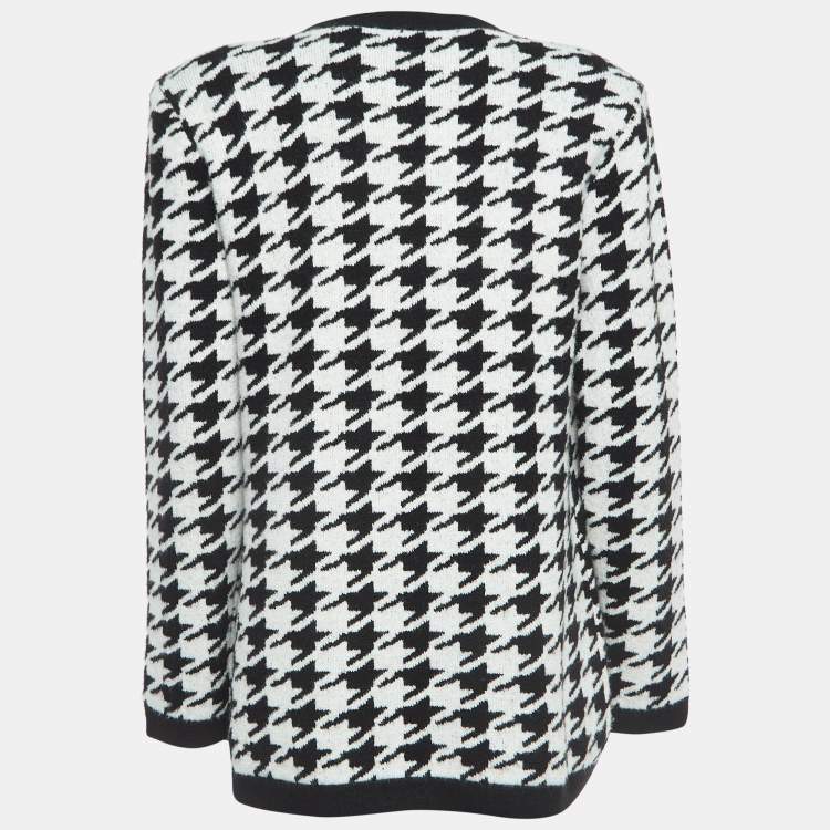 Pre Owned L'agence Black/White Maddy Houndstooth Double Breasted Cardigan L