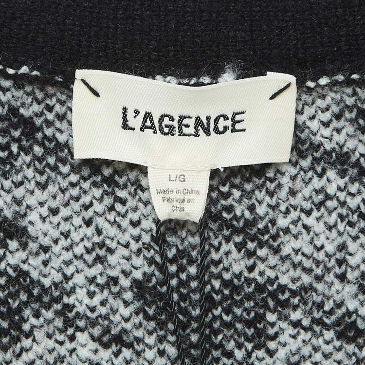 Pre Owned L'agence Black/White Maddy Houndstooth Double Breasted Cardigan L