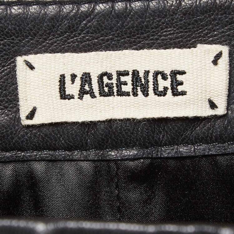 Pre Owned L'agence Black Pleated Leather Pencil Skirt L