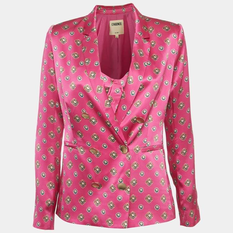 Pre Owned L'agence Print Print Silk Colin Blazer Set XS/S