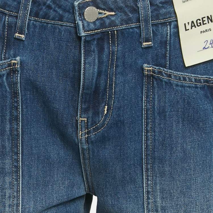 Pre Owned بنطلون جينز لاجانس روديو دنيم أزرق بخصر مرتفع مقاس صغير / خصر 27 بوصة