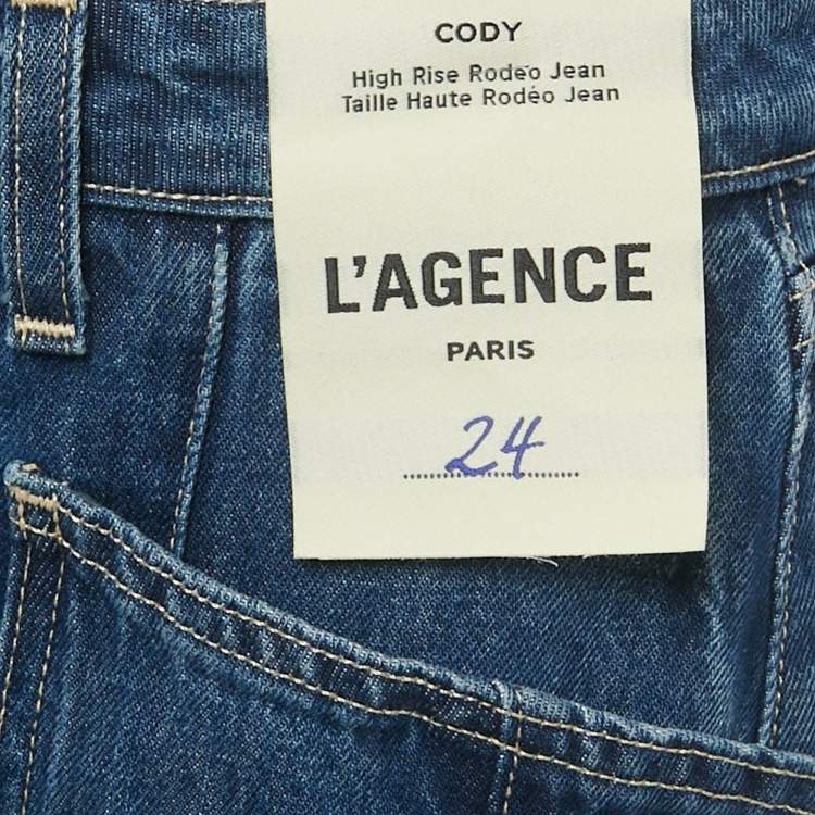 Pre Owned بنطلون جينز لاجانس روديو دنيم أزرق بخصر مرتفع مقاس صغير / خصر 27 بوصة