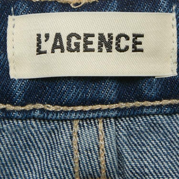 Pre Owned بنطلون جينز لاجانس روديو دنيم أزرق بخصر مرتفع مقاس صغير / خصر 27 بوصة