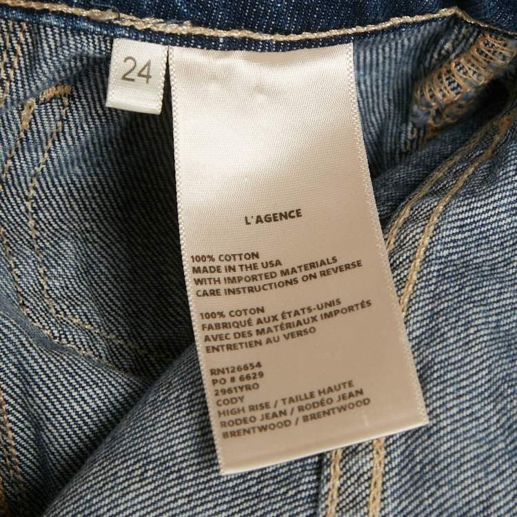 Pre Owned بنطلون جينز لاجانس روديو دنيم أزرق بخصر مرتفع مقاس صغير / خصر 27 بوصة