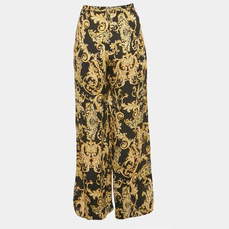 Pre Owned L'agence Black Baroque Print Geraldine Cover-Up Pants XS