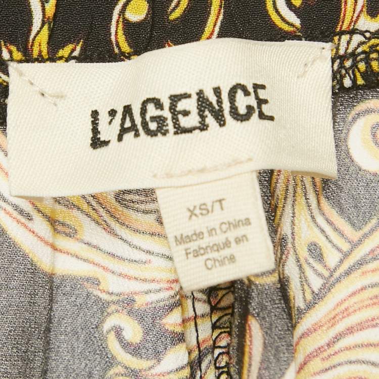 Pre Owned L'agence Black Baroque Print Geraldine Cover-Up Pants XS