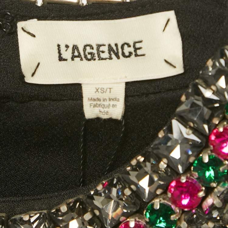 Pre Owned L'agence Black Crepe Embellished Bastia Tank Top XS