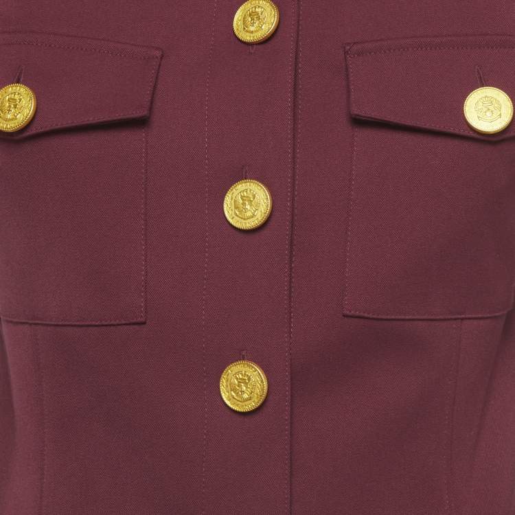 Pre Owned L'agence Burgundy Twill Cropped Fitted Kumi Jacket S