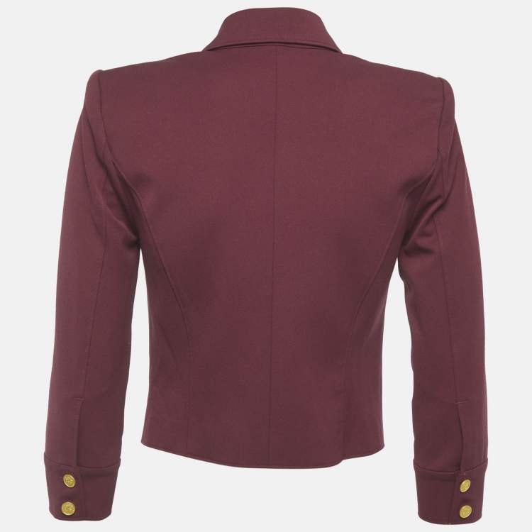 Pre Owned L'agence Burgundy Twill Cropped Fitted Kumi Jacket S
