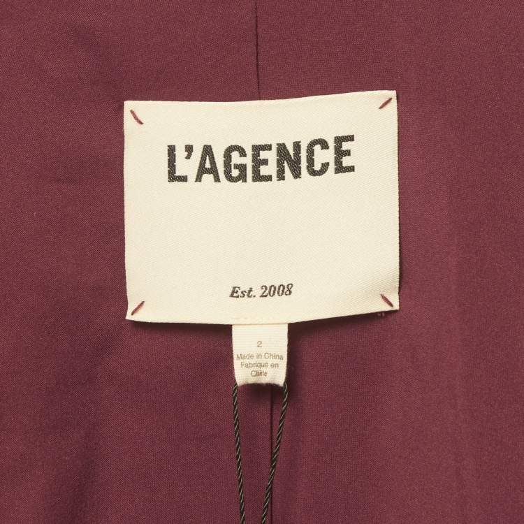 Pre Owned L'agence Burgundy Twill Cropped Fitted Kumi Jacket S