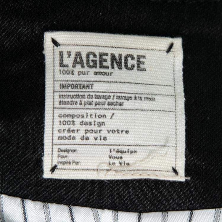 Pre Owned L'Agence Black Linen Open Front Sleeve Slit Detail Blazer M