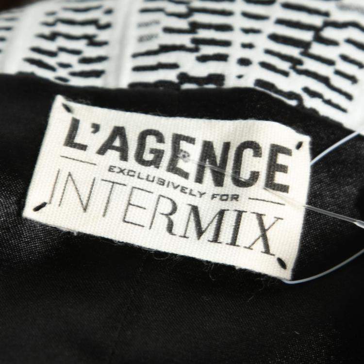 Pre Owned L'Agence x Intermix Monochrome Abstract Eva Print Sleeveless Sheath Dress M