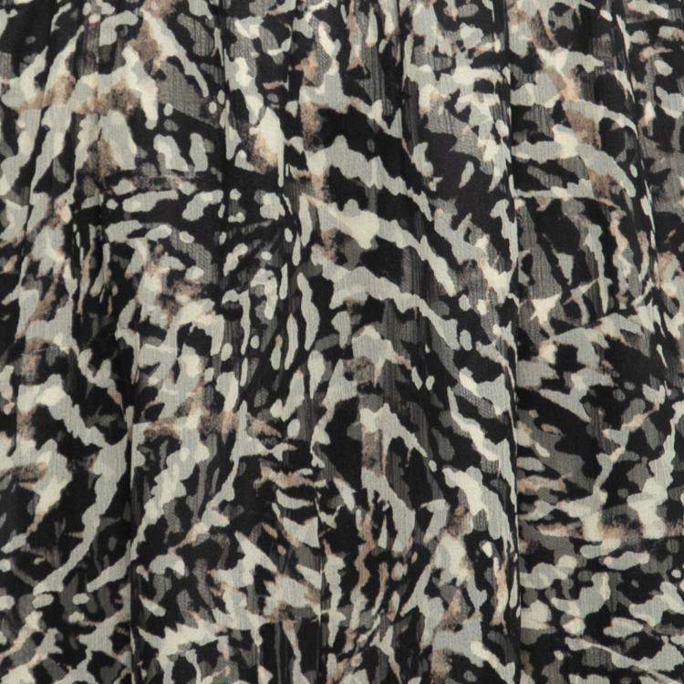 Pre Owned L'agence Brown Abstract Printed Silk Sophie Flutter Maxi Dress M 