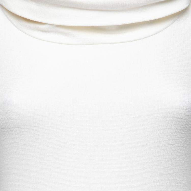 Pre Owned L'agence White Cotton Blend Draped Shawl Neck Bodycon Dress XS