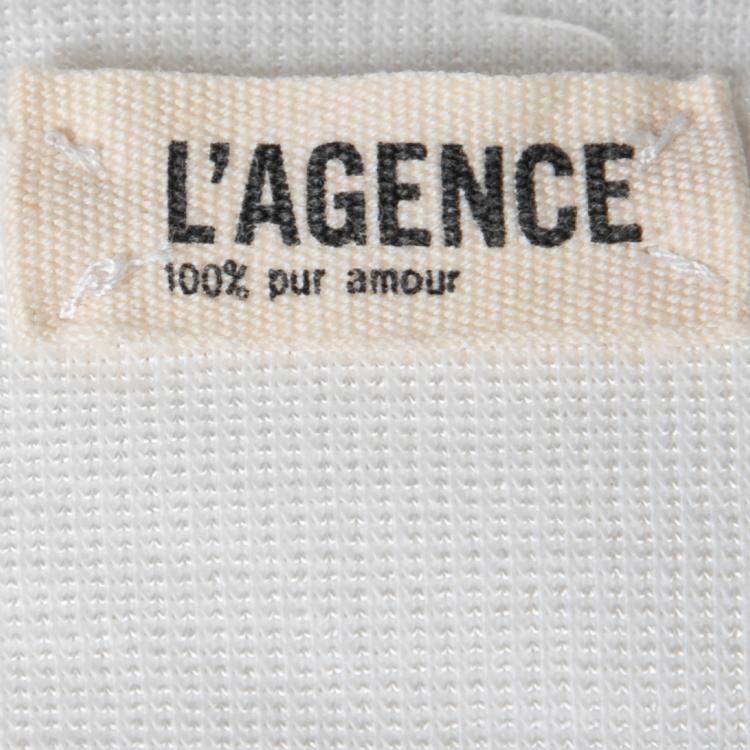 Pre Owned L'agence White Cotton Blend Draped Shawl Neck Bodycon Dress XS
