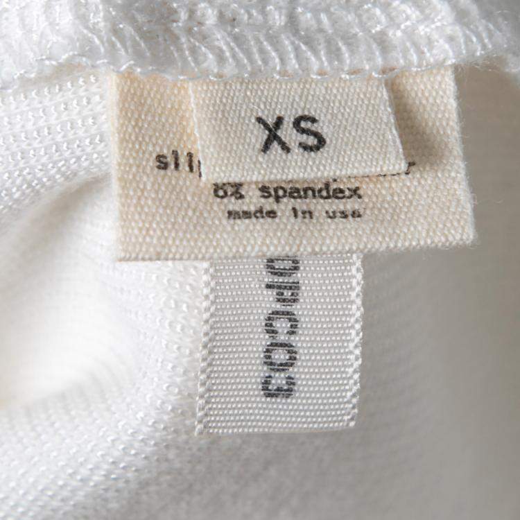 Pre Owned L'agence White Cotton Blend Draped Shawl Neck Bodycon Dress XS