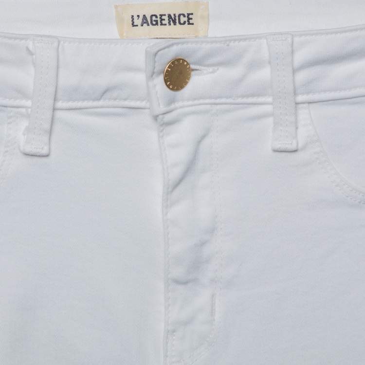 Pre Owned L'agence White Denim Zip Detail Skinny Andrea Jeans M