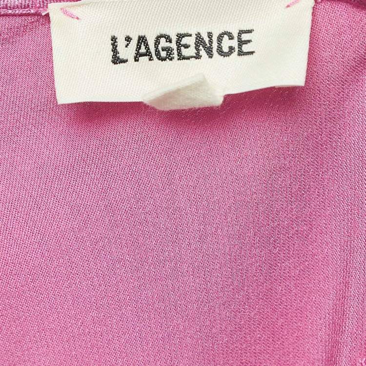 Pre Owned L'Agence Pink Satin Chain Detail Majesty Long Dress S