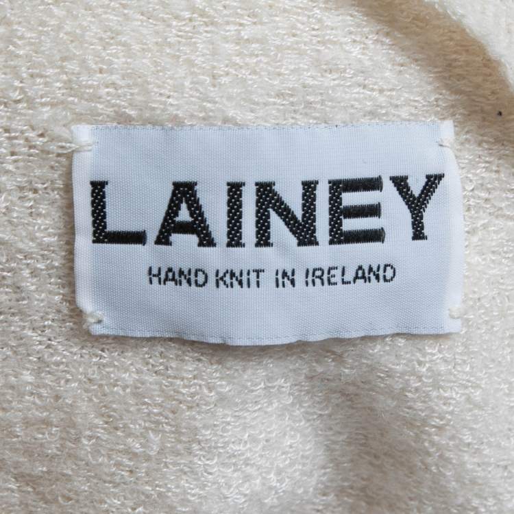 Pre Owned Lainey Off White Cashmere & Silk Hand Knit Sweater S