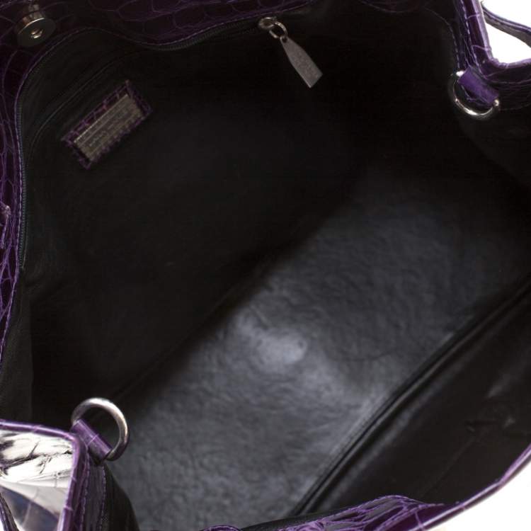 Pre Owned Lana Marks Purple Crocodile Positano Tote