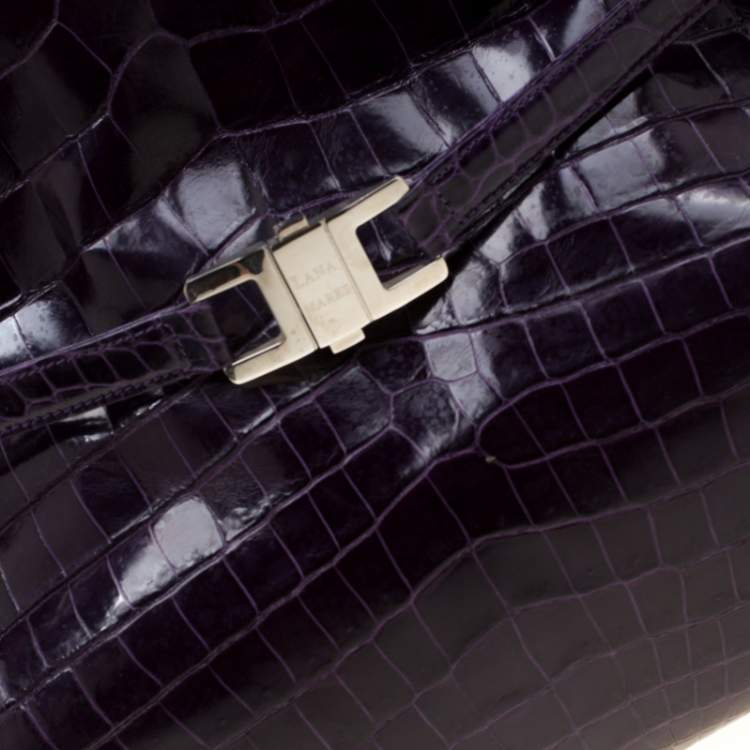 Pre Owned Lana Marks Purple Crocodile Positano Tote