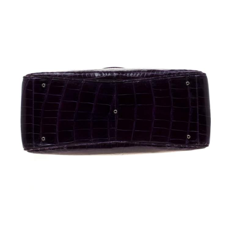 Pre Owned Lana Marks Purple Crocodile Positano Tote