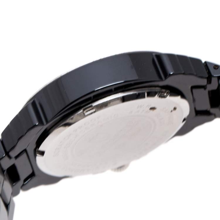 Pre Owned Lancaster Black Ceramic Stainless Steel Ref.0285 Women's Wristwatch 39 mm