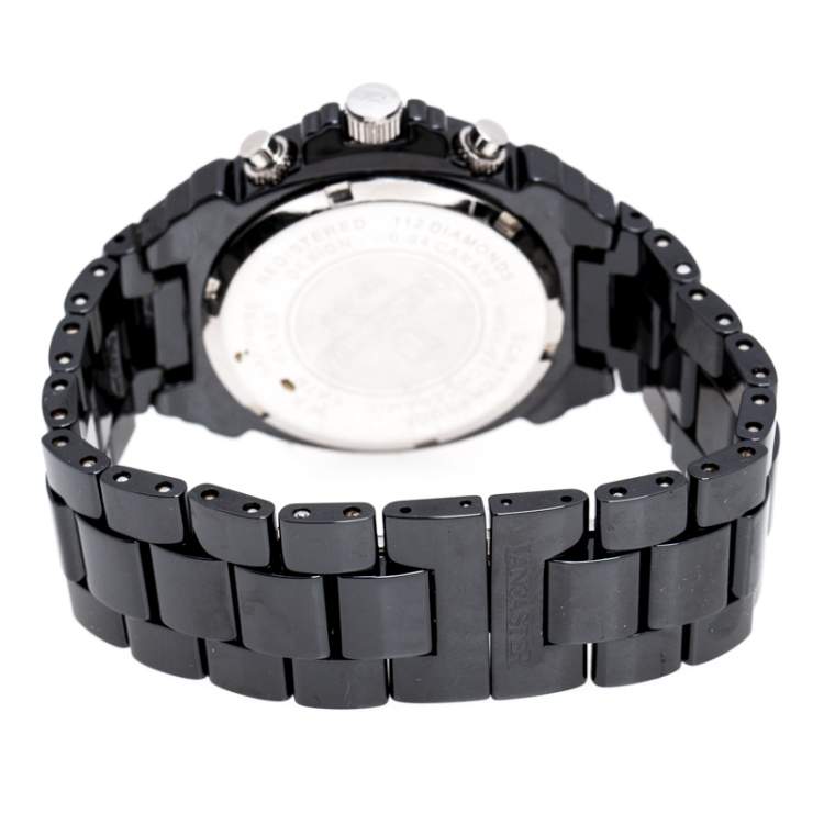 Pre Owned Lancaster Black Ceramic Stainless Steel Ref.0285 Women's Wristwatch 39 mm